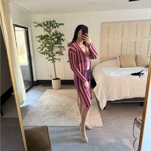 Striped Pink Cardigan Sweater